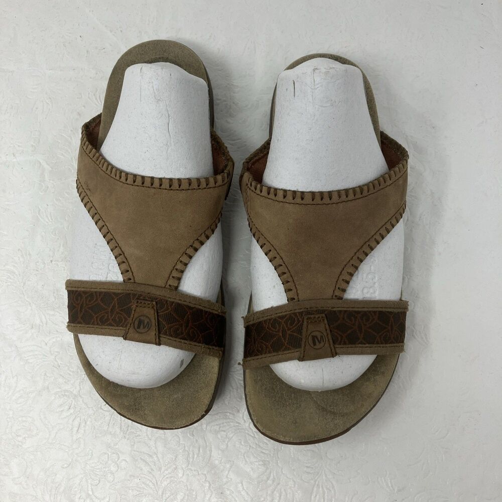 Merrell Sandals Women 7 Sweetpea Slide Slip On Boho Trail Gypsy Dark Earth Brown